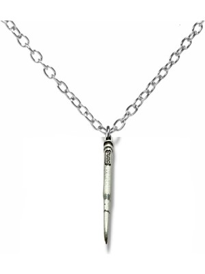 Mermi Figürlü Unisex Kolye – 60 cm Zamak Kaplama Güç ve Cesaret Sembolü Metal Takı