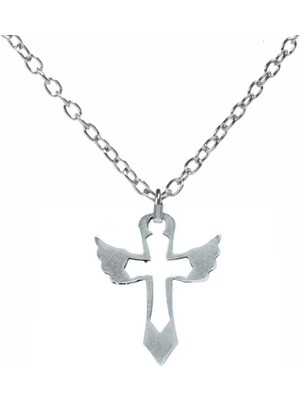 Kanatlı Haç Kolye 60 cm Zincirli | Zamak Kaplama Unisex Aksesuar