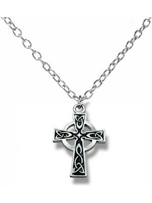 Siyah Celtic Cross Haç Figürlü Unisex Kolye – 60 cm Zincirli Gotik ve Tarihi Sembol Takı