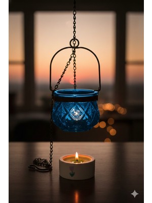 Lebron Cam Mumluk Sarkıt Mavi Taş Tozu Mum Hediyeli