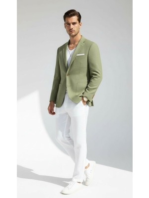 Plus Scorpion Erkek Slim Fit Blazer Ceket Tek Düğmeli Çift Yırtmaçlı Torba Cepli Yarım Astarlı