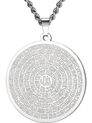 Esma-Ül Hüsna Allah'ın Isimleri Yazılı Gümüş Kolye