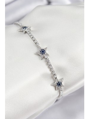 Tegan Pirinç Zirkon Taşlı Yıldız Model Gümüş Renk Kadın Bileklik TG27BB7902