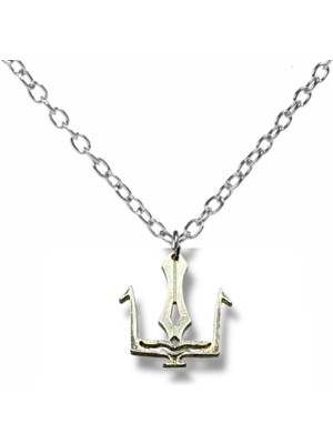 Poseidon Mızrağı Figürlü Unisex Metal Kolye – 60 cm Zincirli Mitolojik Takı