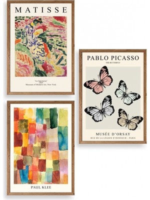 Marsilyan Matisse Üçlü Ahşap Çerçeveli Tablo 30 x 40