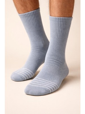 Erkek Çizgili Basic Soket Çorap Mavi