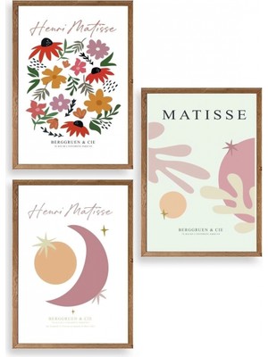 Marsilyan Matisse Üçlü Ahşap Çerçeveli Tablo 50 x 70