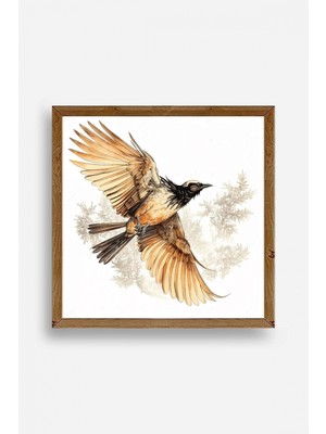 Marsilyan Kuş Ahşap Çerçeveli Tablo 23 x 23