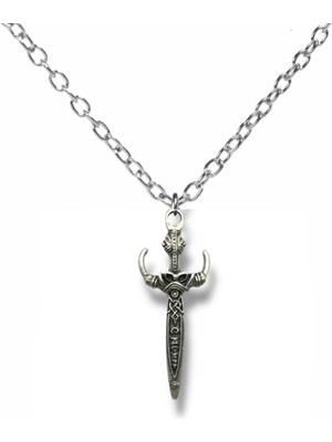 Antik Savaşçı Kılıç Figürlü Unisex Kolye – 60 cm Zincirli, Gotik ve Tarihi Tarz Metal Takı