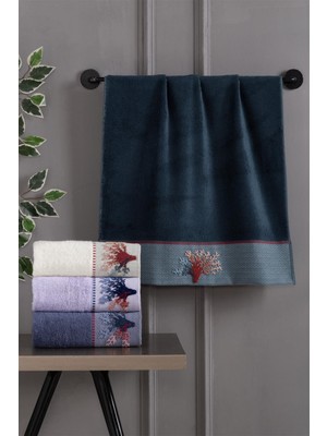 Altınbaşak (4.lü Kutulu Set) Premium Bambu 50X90CM. Çeyizlik 3D Nakışlı El Yüz Havlusu (%40 Bambu)