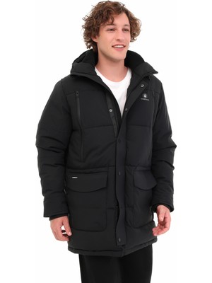 Lumberjack ml Adlers Long Coat 5pr Siyah Erkek Uzun Kaban