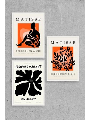 Marsilyan Matisse Üçlü Ahşap Çerçeveli Tablo 30 x 40