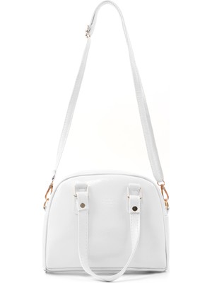 SHAKA Kırışık Dokulu Beyaz SHK205 Suni Deri Fermuarlı Tek Bölmeli Ayarlanabilir Askılı El,kol ve Omuz Çantası