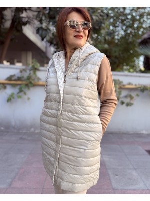 Denizege Butik Italyan Çift Taraflı Yelek Bej