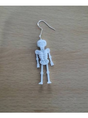ADA 3D Dans Eden Hareketli Beyaz Iskelet Figürlü Eğlenceli Sallantılı Hafif Küpe