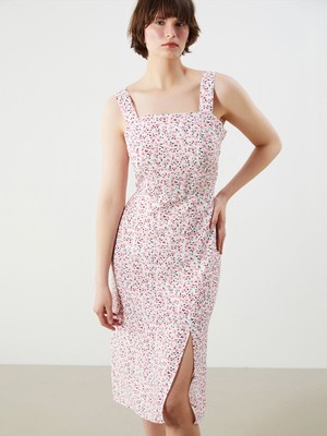 Lc Waikiki Yeni Sezon Kare Yaka Çiçekli Elbise