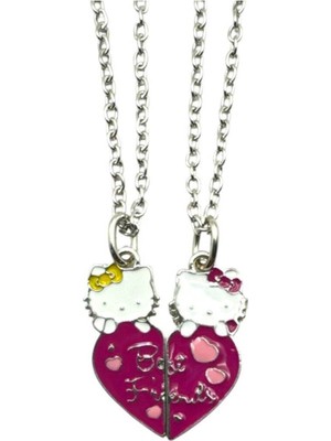 Hello Kitty Best Friend Figürlü Kolye – 60 cm Zincirli Sevimli Ikili Dostluk Takısı