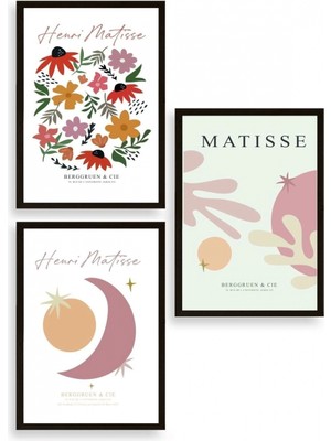 Marsilyan Matisse Üçlü Ahşap Çerçeveli Tablo 30 x 40