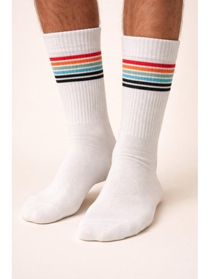 Erkek Renkli Şeritli Soket Çorap