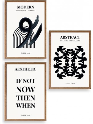 Marsilyan Modern Üçlü Ahşap Çerçeveli Tablo 30 x 40