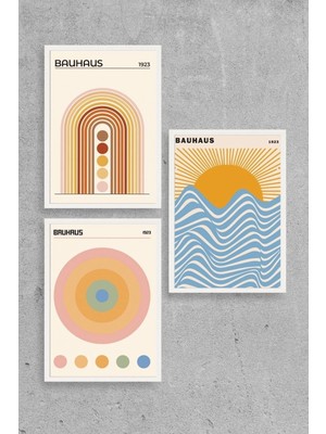 Marsilyan Bauhaus Üçlü Ahşap Çerçeveli Tablo 50 x 70