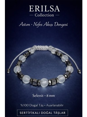 Erilsa Sertifikalı Astım Nefes Akışı ve Enerji Denge Bilekliği – Selenit Taşı
