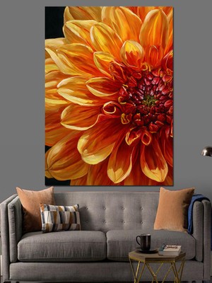 Artmeg Turuncu Yıldız Çiçeği Detayı Dekoratif Kanvas - Mdf Ahşap Tablo