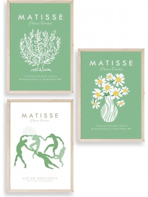 Marsilyan Matisse Üçlü Ahşap Çerçeveli Tablo 40 x 60