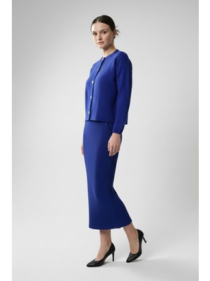 Kadın Hırka Elbise Ikili Takım - Mavi