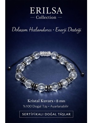 Erilsa Sertifikalı Dolaşım Hızlandırıcı Enerji Destek Bilekliği – Kristal Kuvars ve Terahertz Taşı