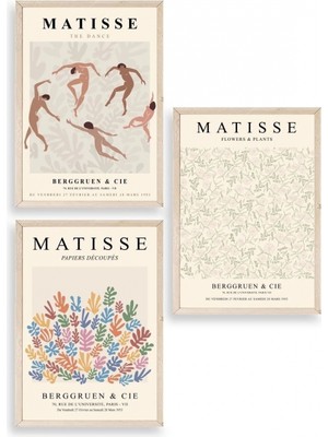 Marsilyan Matisse Üçlü Ahşap Çerçeveli Tablo 50 x 70