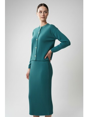 Kadın Hırka Elbise Ikili Takım - Turkuaz