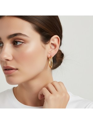 PIEDORA GOLD 14 Ayar Altın Düz Halka Küpe | Klasik ve Zamansız Tasarım