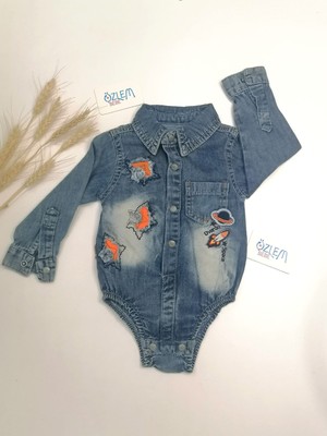 Uzay Yolu Mavi Denim Tulum 9 Ay