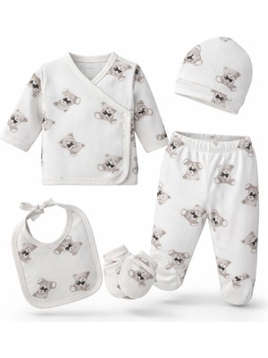 Can Baby Ayıcık Desenli 5’li Yenidoğan Bebek Seti Hastane Çıkışı
