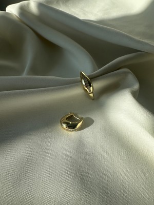 Luckyb Store Gold Renk Taşlı Damla Çelik Küpe