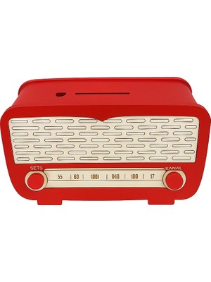 Radyo Kumbara - Ceviz Ağaçı Işleme - Kirmizi