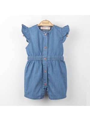 Necix Fırfır Kollu Kot Tulum Mavi - 6-9 Ay