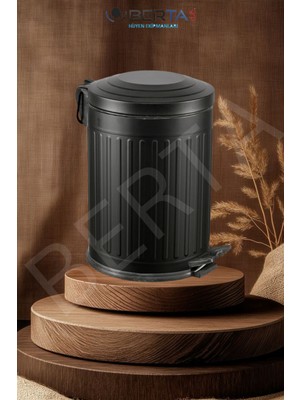 Özbience Vintage Siyah Amortisörlü Çöp Kovası, Şık ve Fonksiyonel 12L