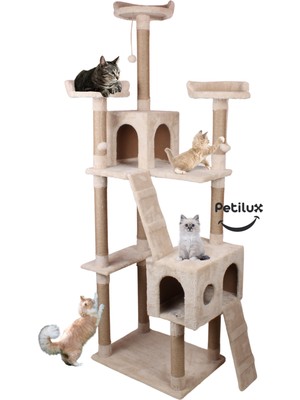 Feyza Design Çok Katlı Kedi Evi ve Tırmalama Kulesi, Jüt Ipli Tasarım