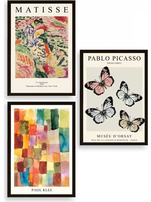 Marsilyan Matisse Üçlü Ahşap Çerçeveli Tablo 50 x 70