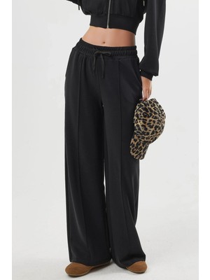Hiccup Kadın Busem Lastik Bel Düz Paça Pantolon Siyah