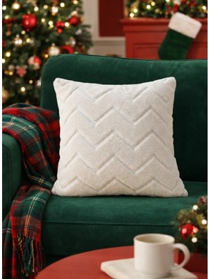 Halımax Dream Peluş Kabartmalı Dekoratif Kırlent Kılıfı Krem Yıkanabilir Tasarım Kılıf 43X43CM 1 Adet