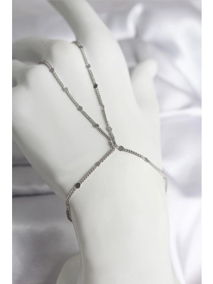 Shopwave 316L Çelik Gümüş Renk Parçalı Ezme Zincir Model Kadın Şahmeran