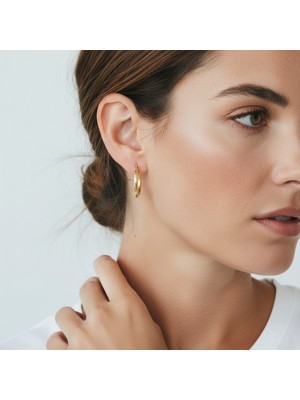 PIEDORA GOLD 14 Ayar Altın Burgulu Halka Küpe | Şık ve Zamansız Tasarım