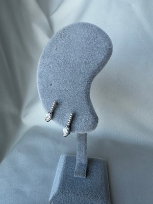 Luckyb Store Silver Renk Taşlı Çelik Küpe