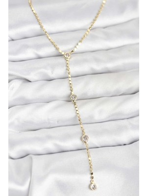 Shopwave 316L Çelik Gold Renk Ezme Zincir Model Y Kadın Kolye