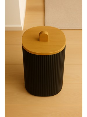 Özbience Bambu Kapaklı 8 Lt Doğal Mutfak Çöp Kovası, Şık ve Kullanışlı Tasarım