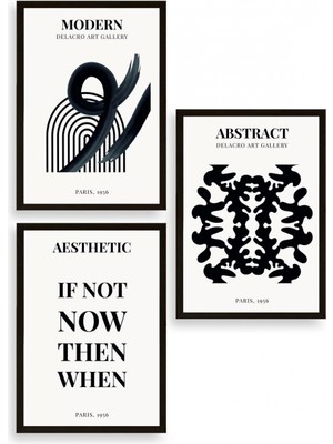 Marsilyan Modern Üçlü Ahşap Çerçeveli Tablo 40 x 60