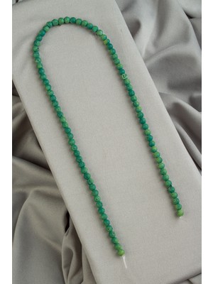 Lav Taşı Doğal Taş Mat Koyu Yeşil Küre Kesim 4mm Dizi